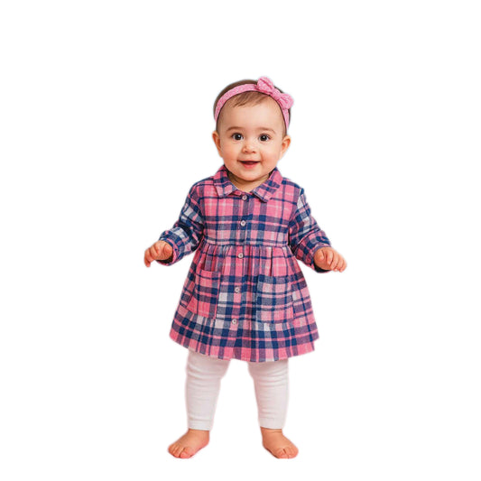 ozy Flannel Plaid Baby Tunic Dress & Leggings Set