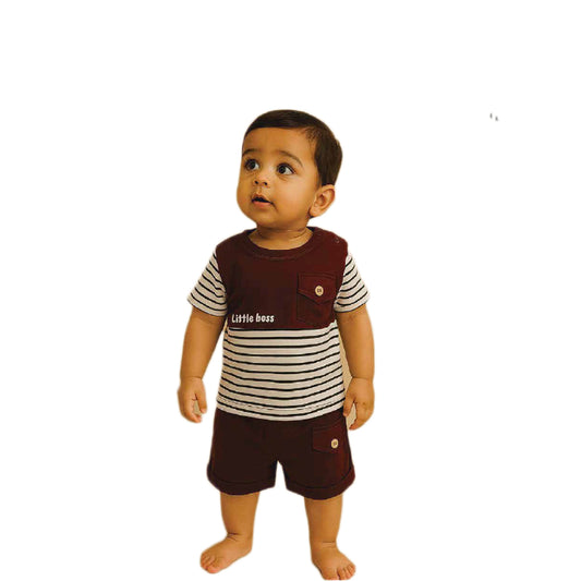 Classic Striped Baby T-Shirt and Pocket Shorts Outfit