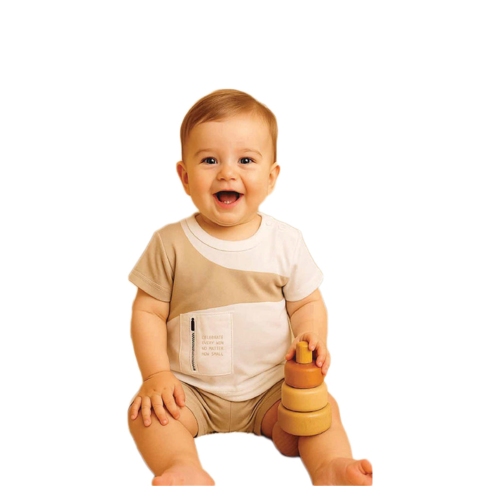 T-Shirt and Shorts Set - Neutral Beige