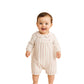 Classic Pinstripe Baby Overalls Romper Set with Embroidered Peter Pan Collar Top