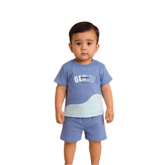 Cotton T-Shirt and Shorts Set for Baby Boys - Blue
